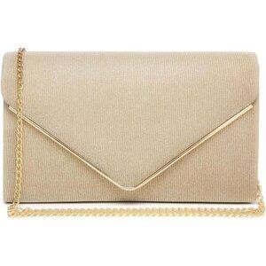 Womens Champagne Glitter Glistening Evening Clutch Purses For Wedding